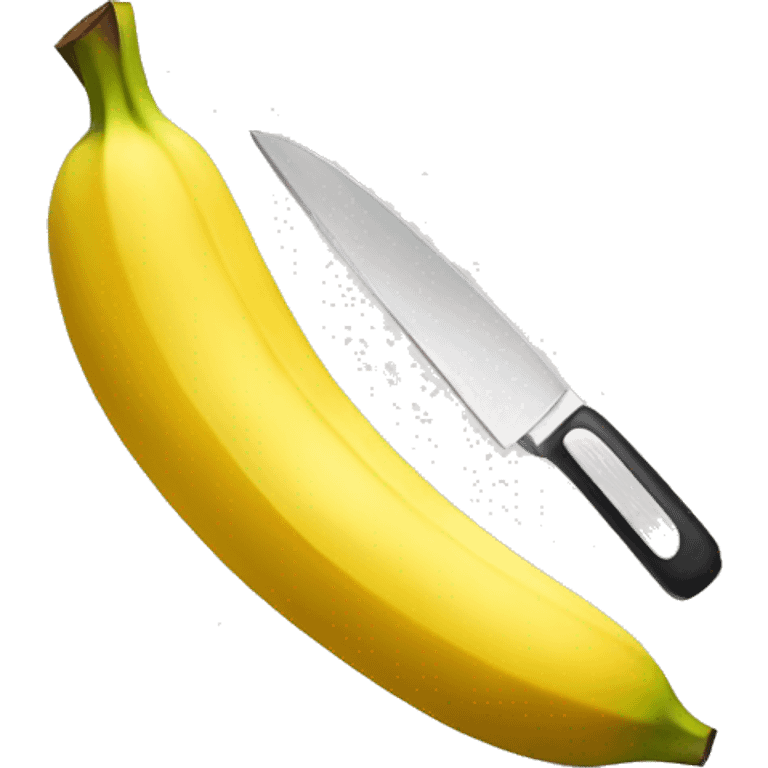 a banana being cut by a knife emoji