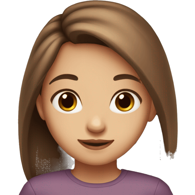 girl with brown eyes brown long hair cute beautiful emoji