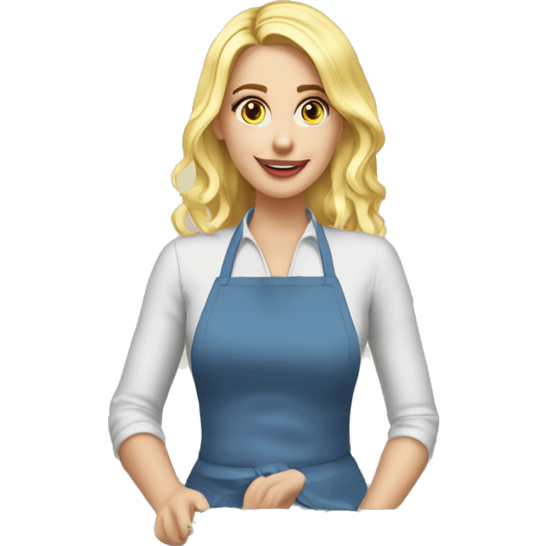 Beautiful blonde baking Christmas cookies ￼ emoji