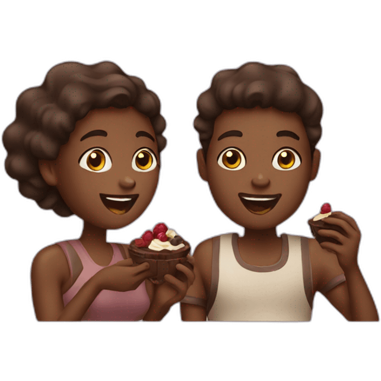 black couple eating chocolat emoji