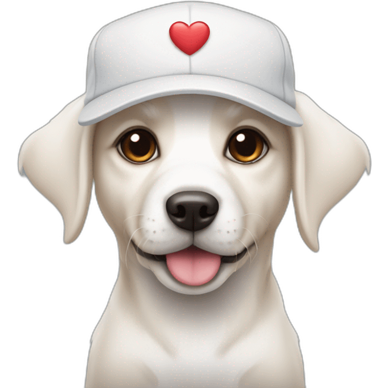 white puppy with heart eyes and brat hat emoji