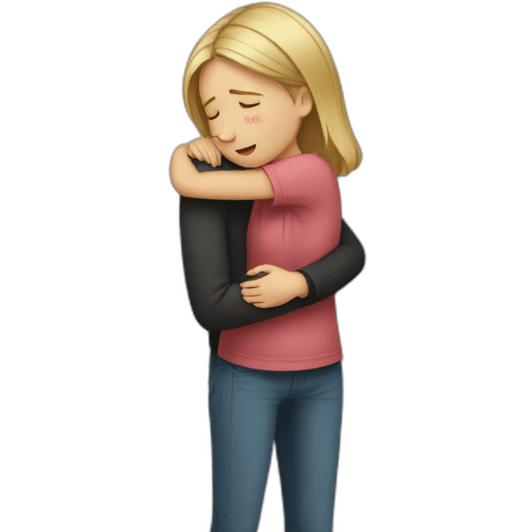 girl crying and hugging boy emoji