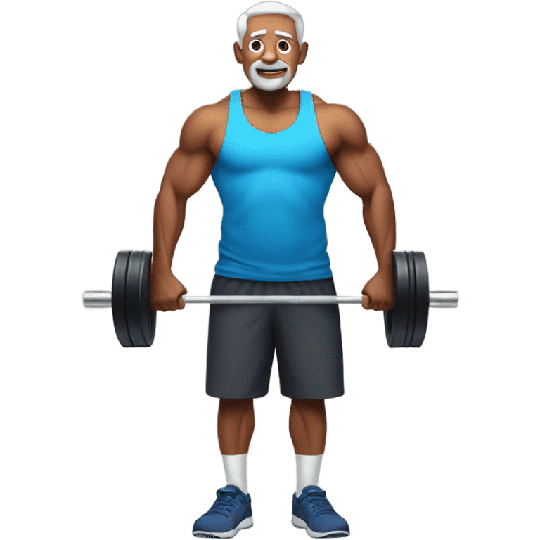 Older healthy person lifting weights emoji