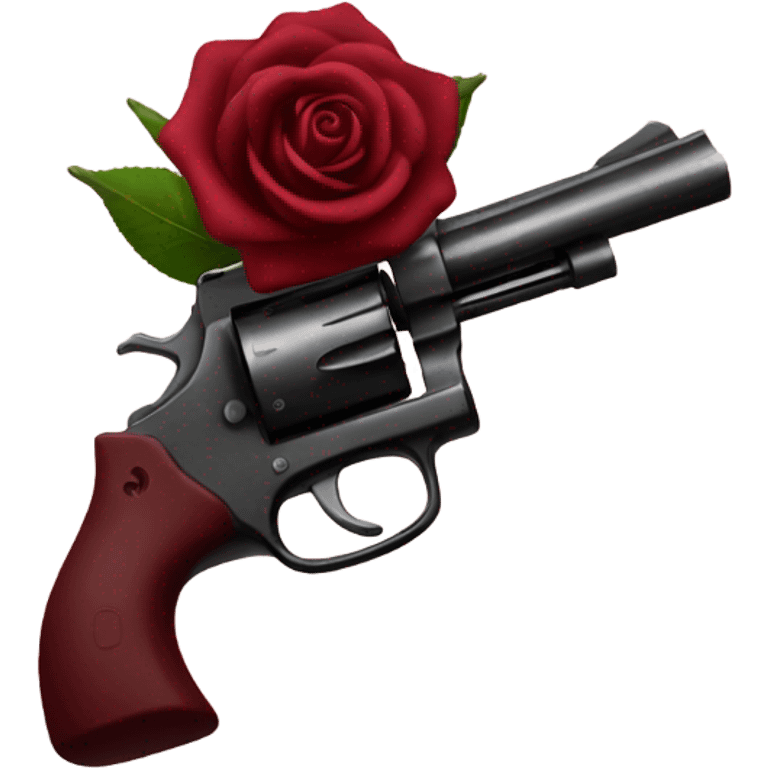 a burgundy revolver and a rose knocked it off emoji