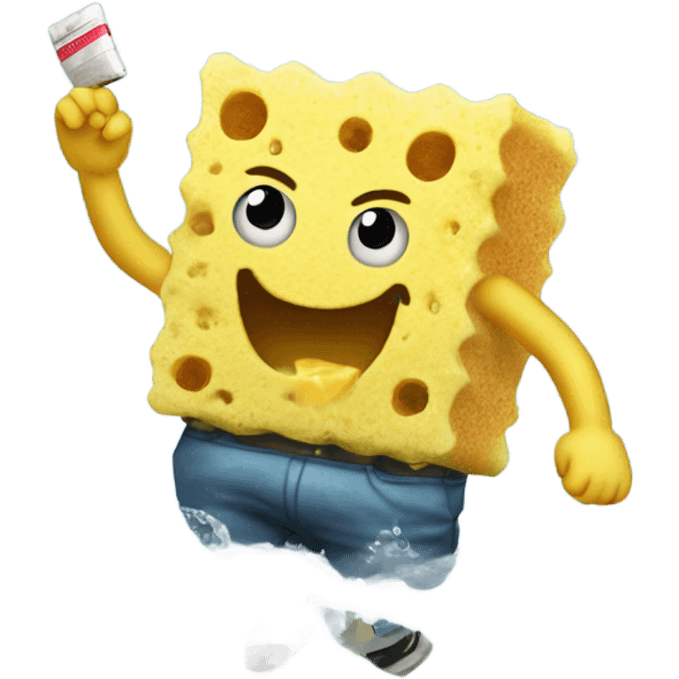 sponge dancing on water smoking a cigarette emoji