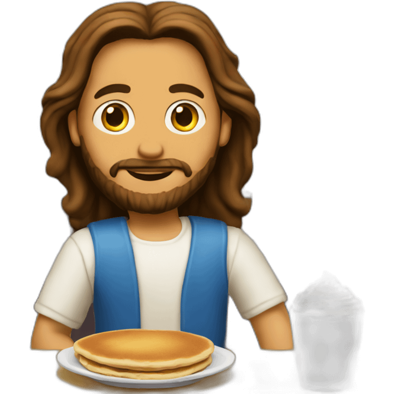 Jesus has pancakes at the diner emoji