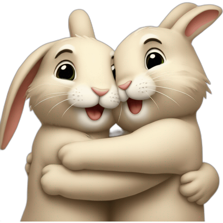 2 bunnies hugging emoji