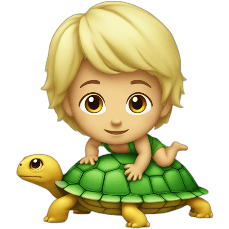 Bébé sur tortue emoji