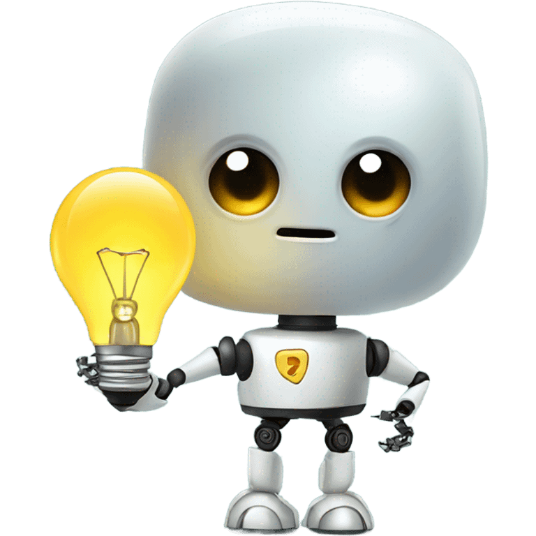 cute robot holds a light bulb emoji