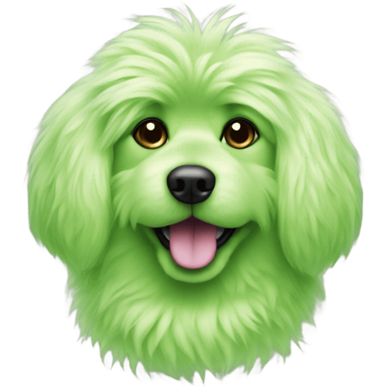 lime green fluffy dog pointy ears emoji