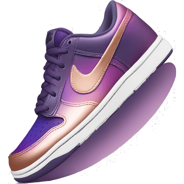 photorealistic pair of metallic dark purple to rose gold ombre Nike Sneakers emoji