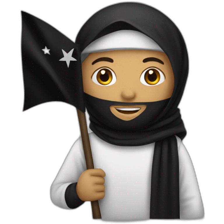 Muslim holding a black flag emoji