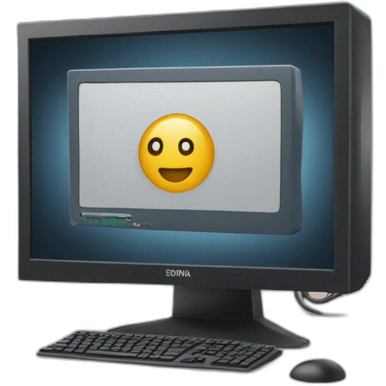 a monitor pc with a code program being processed emoji