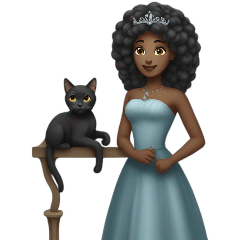 Black princess with a grey cat emoji