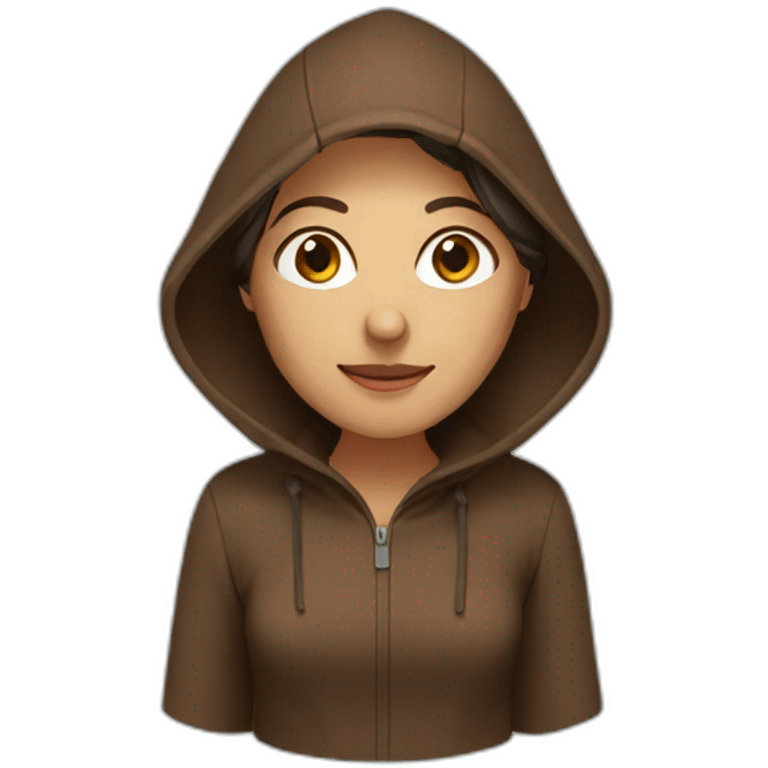 Woman with brown clothes and hood emoji