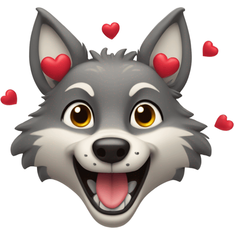 cartoon wolf with showing love and heart emoji