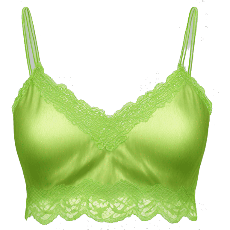 Realistic isolated lime green lace silk camisole. emoji