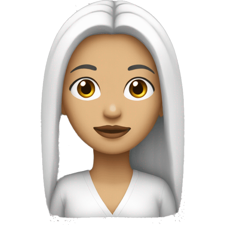 Mujer blanca pelo  largo de color negro emoji