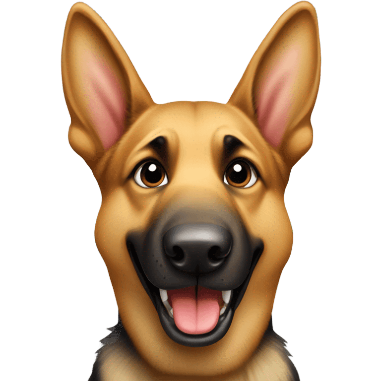 German shepherd making a funny face emoji