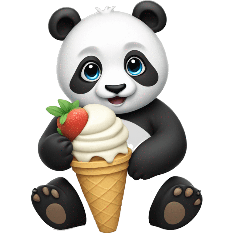 Panda eating ice cream emoji