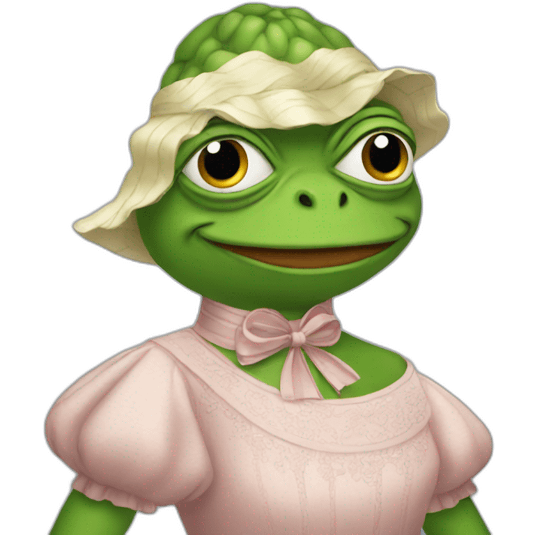 Pepe wearing a dress emoji