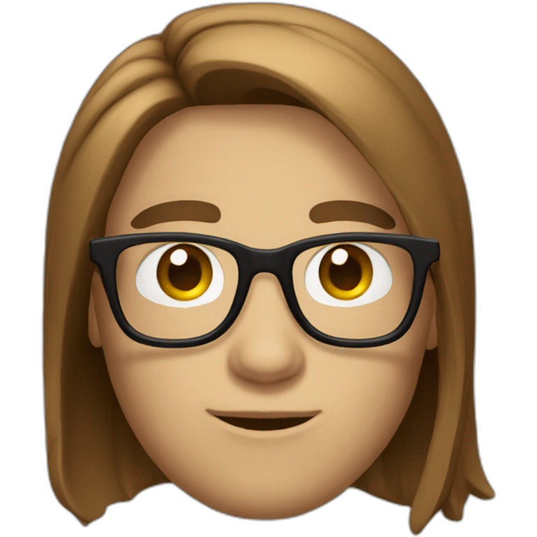 Nerd with long brown straight long hair and round glasses  emoji