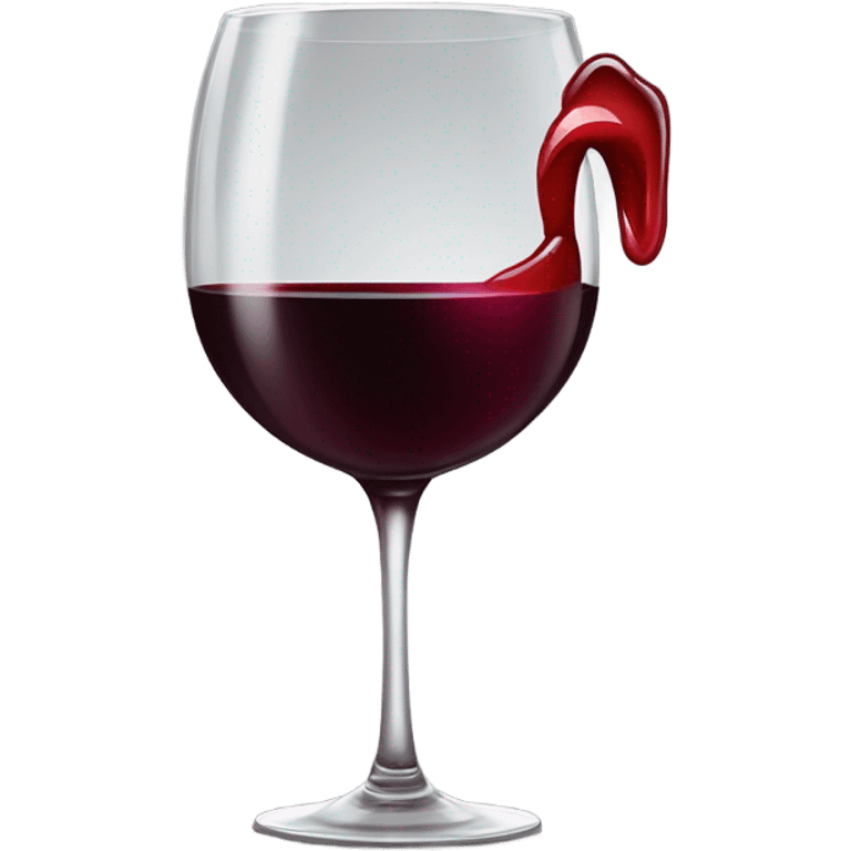 Red Wine glass with red lipstick stain  emoji