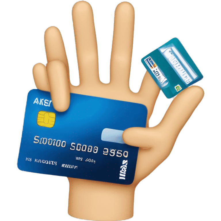 a hand of credit cards, emv chip, credit card, debit card, amex platinum, American express emoji