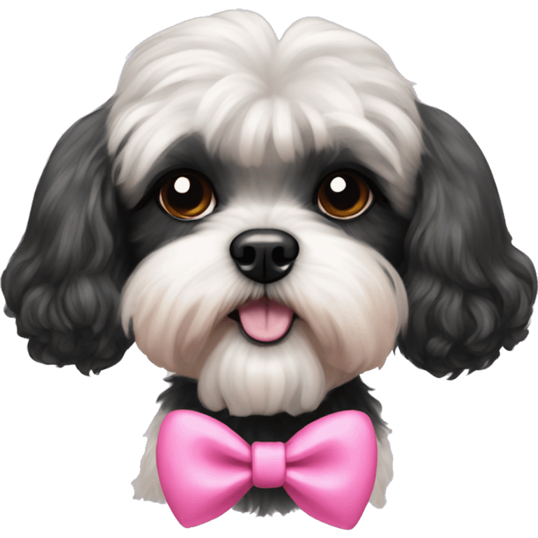 black shih-tzu poodle with pink bow emoji