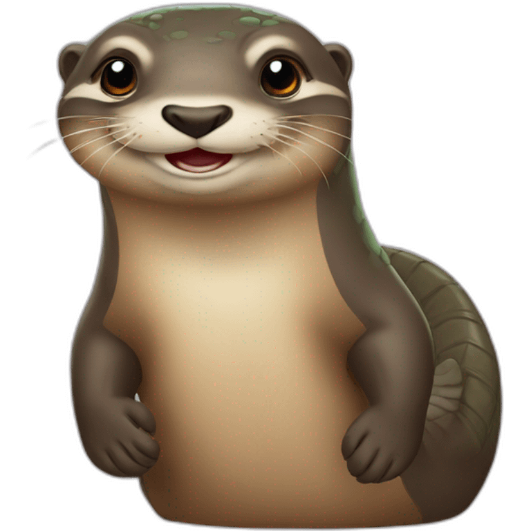 Une loutre en haut d'un tortue emoji