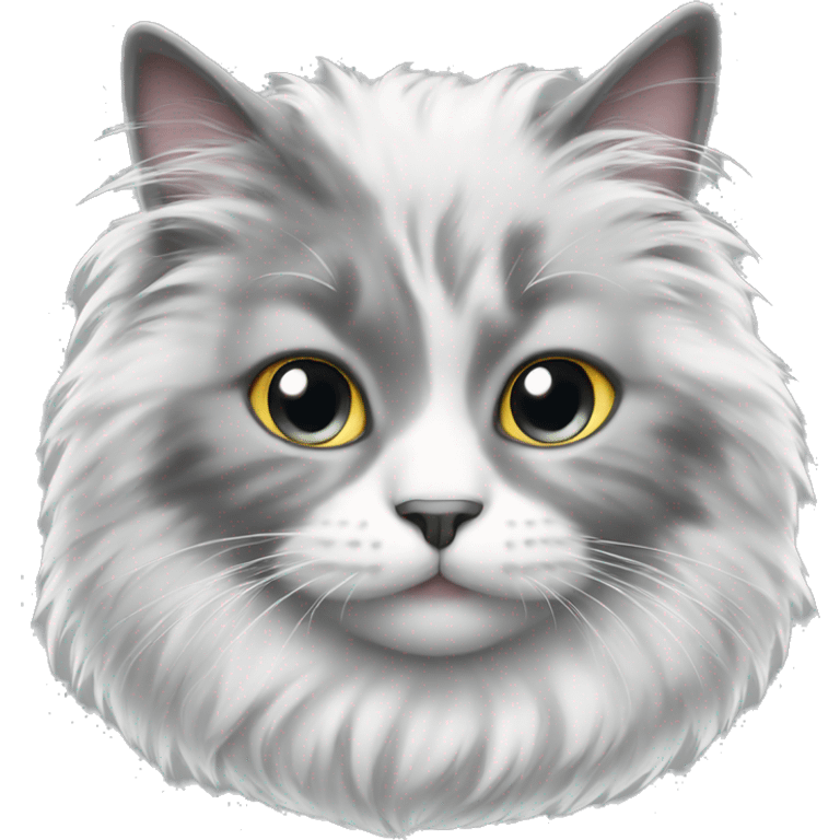 white and gray fluffy cat emoji