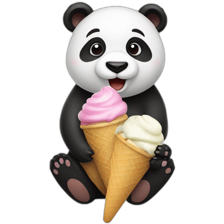 Panda eating ice cream emoji