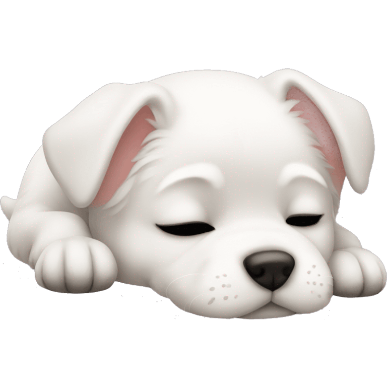 Sleeping beauty bed white puppy emoji