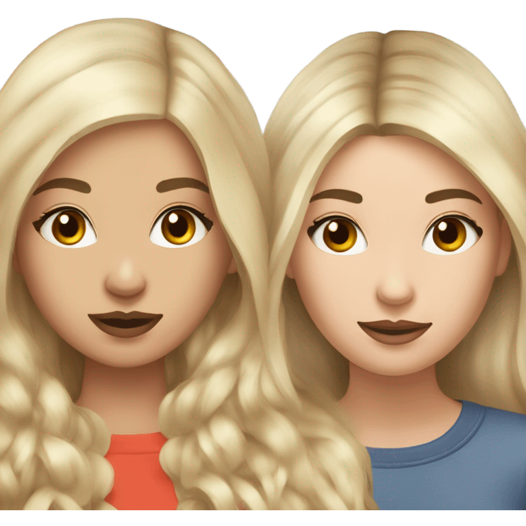 Realistic Russian Brunette hair girl and a blonde haired bestie  emoji