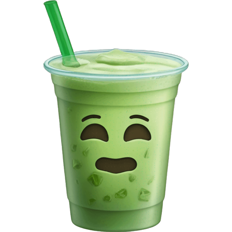 Iced matcha latte in a like a plastic cup lookinh glass cup  emoji