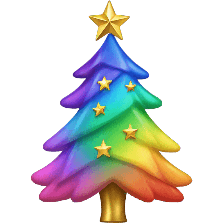 Rainbow Christmas tree with gold star emoji