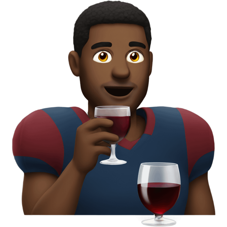 Man watching football drinking wine emoji