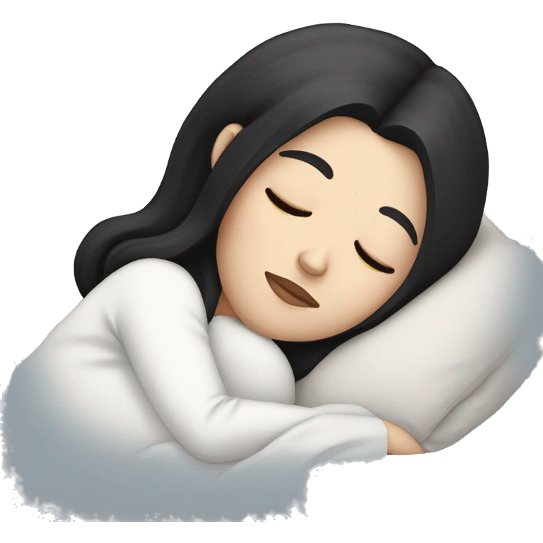 white girl with black hair sleeping emoji