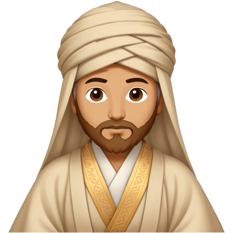 Cinematic Realistic Rumi Portrait Emoji, depicted as a mystical poet with soulful eyes and flowing traditional robes, rendered with delicate textures and ethereal soft lighting that captures his transcendent spiritual wisdom. emoji