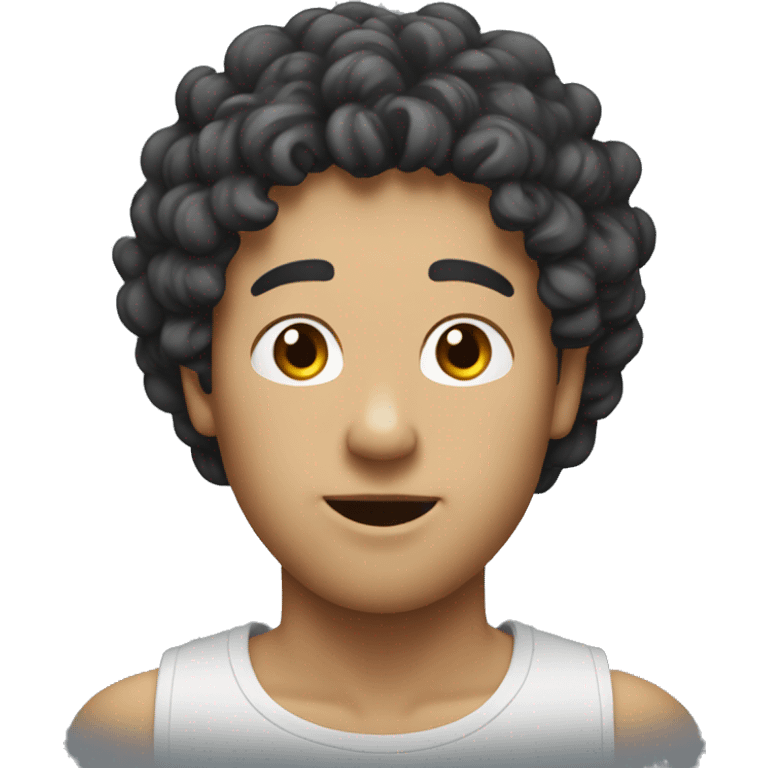 make an emoji of my chinese friend with a big back and a perm emoji