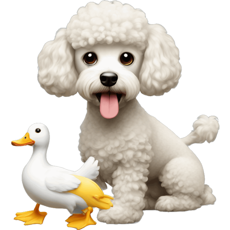 Poodle hunting a duck emoji