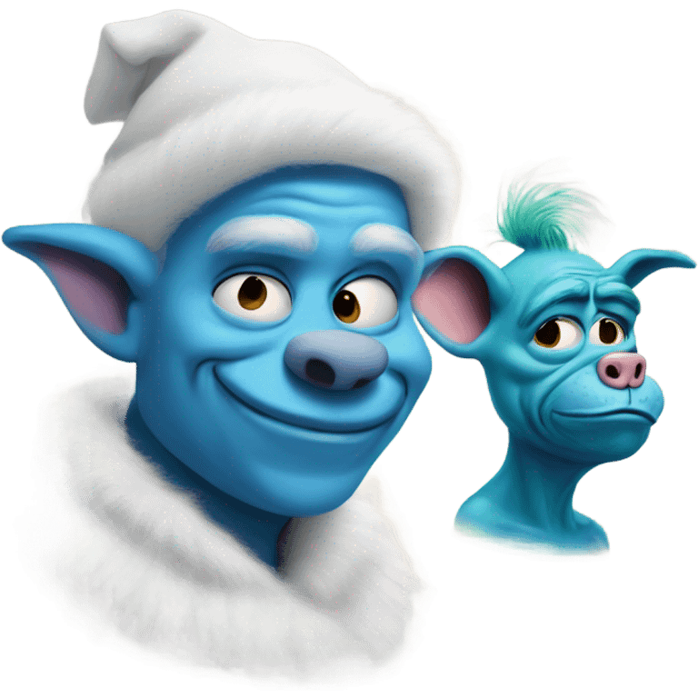 Pig man and blue grinch  emoji