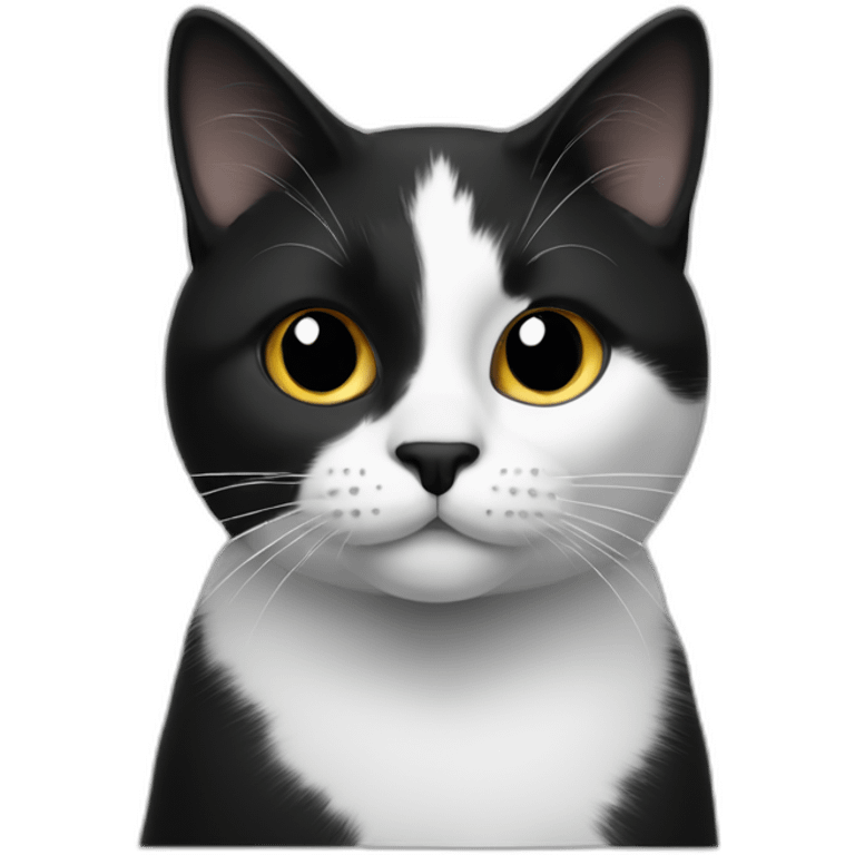 Cat black and white whit a black dot on the right side of the nose emoji