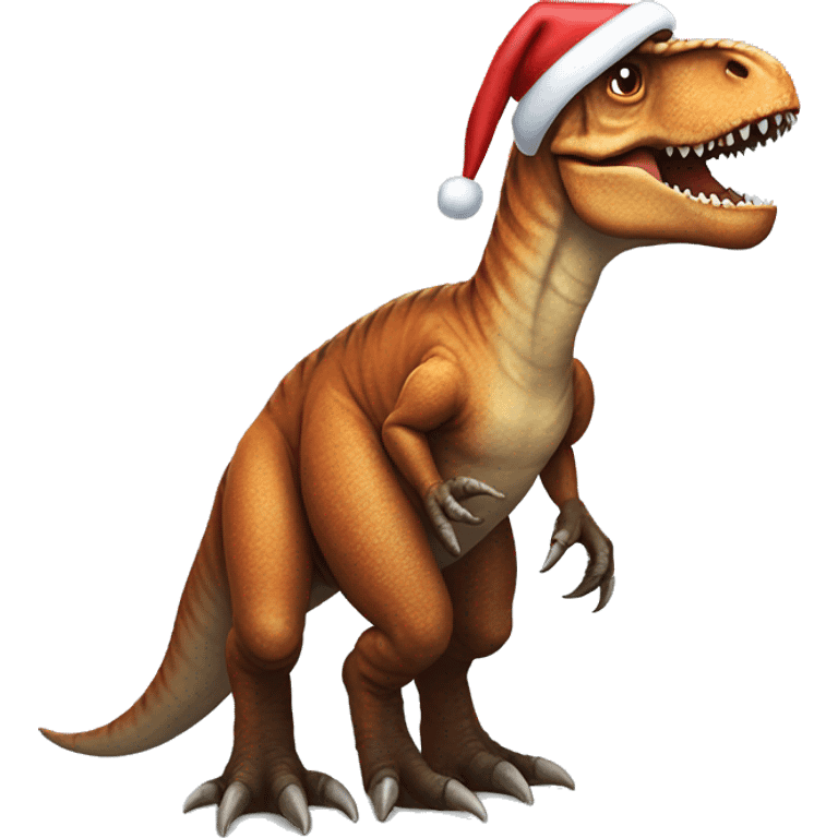 T-Rex in Christmas emoji