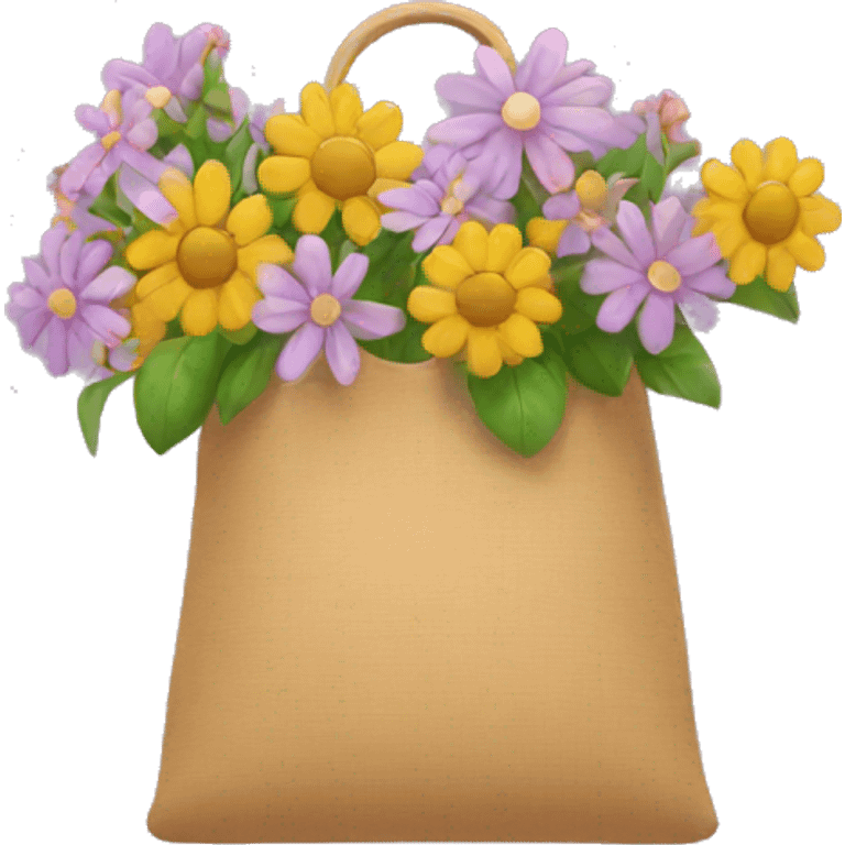 Bag with flowers  emoji