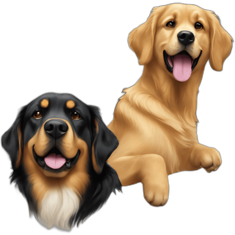 Golden retriever and rottweiller in white truck emoji