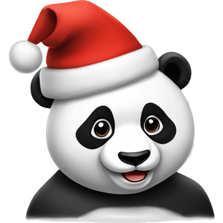 Panda with Christmas hat emoji