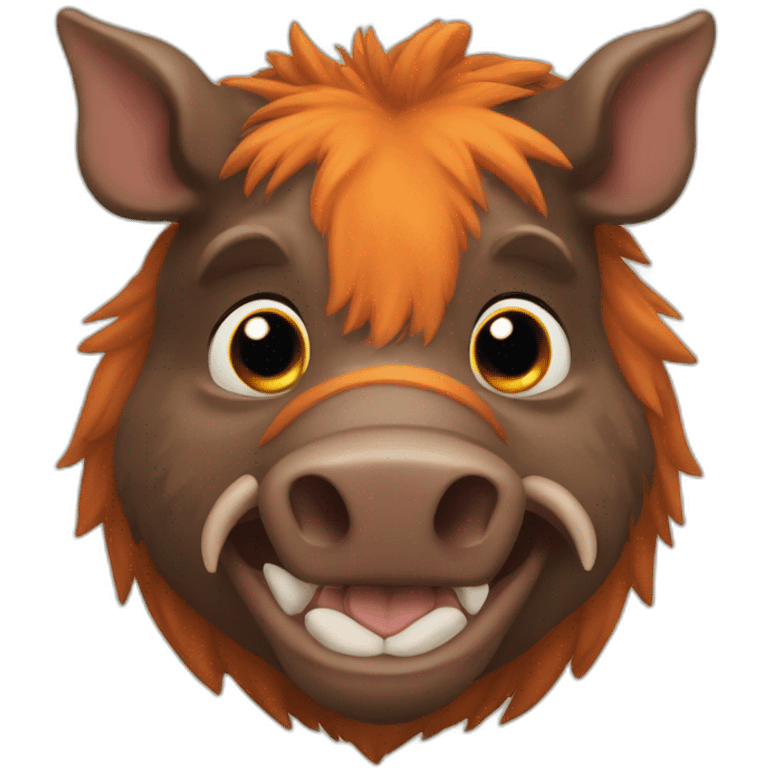 anthropomorphic brown boar with orange cheecks emoji