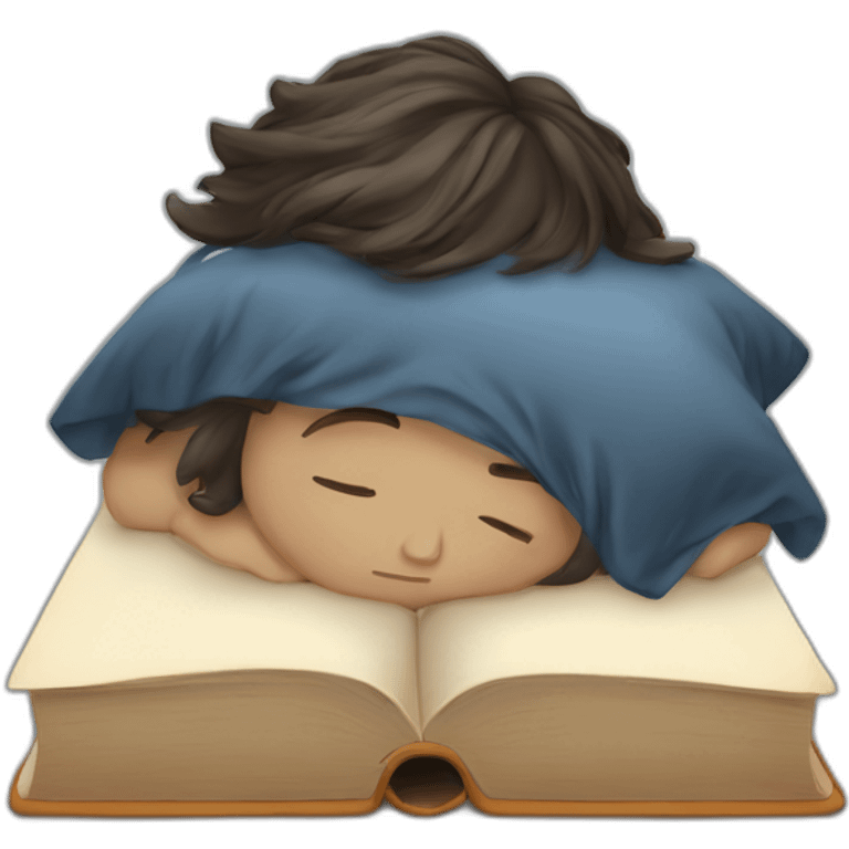 a person sleeping on top of a book tired emoji