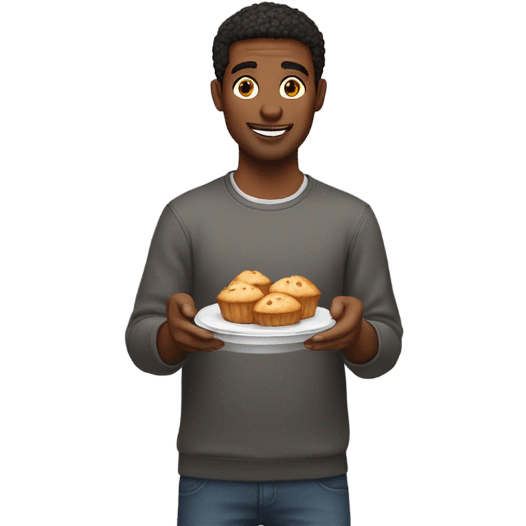 Guy holding plate of muffins  emoji